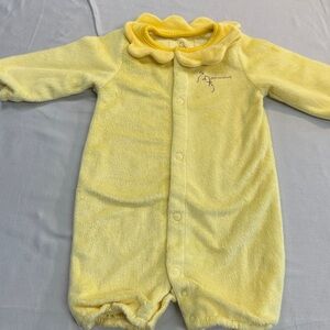 Chickee Duck - Yellow Velour Onesie Sleeper with Scalloped Collar